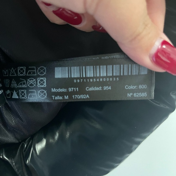 Massimo Dutti Crop Puffer Shiny Black Jacket Size M - Picture 10 of 10